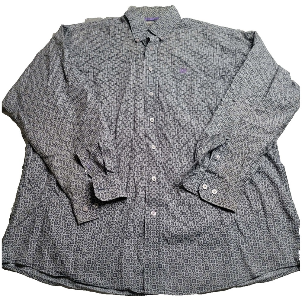 Cinch Long Sleeve Button Up Shirt Men's Large 100% Cotton Western Cowboy